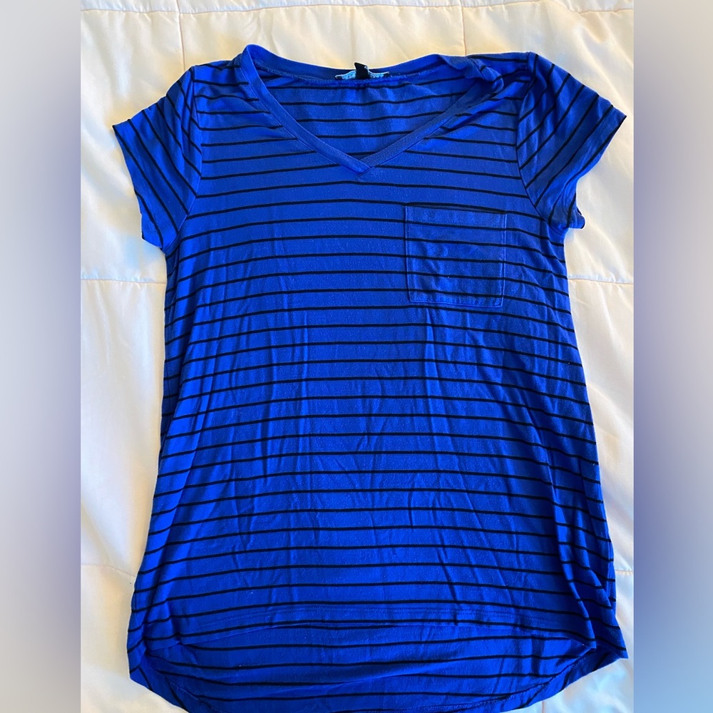 Cable & Gauge blue and black striped t shirt - Picture 1 of 3